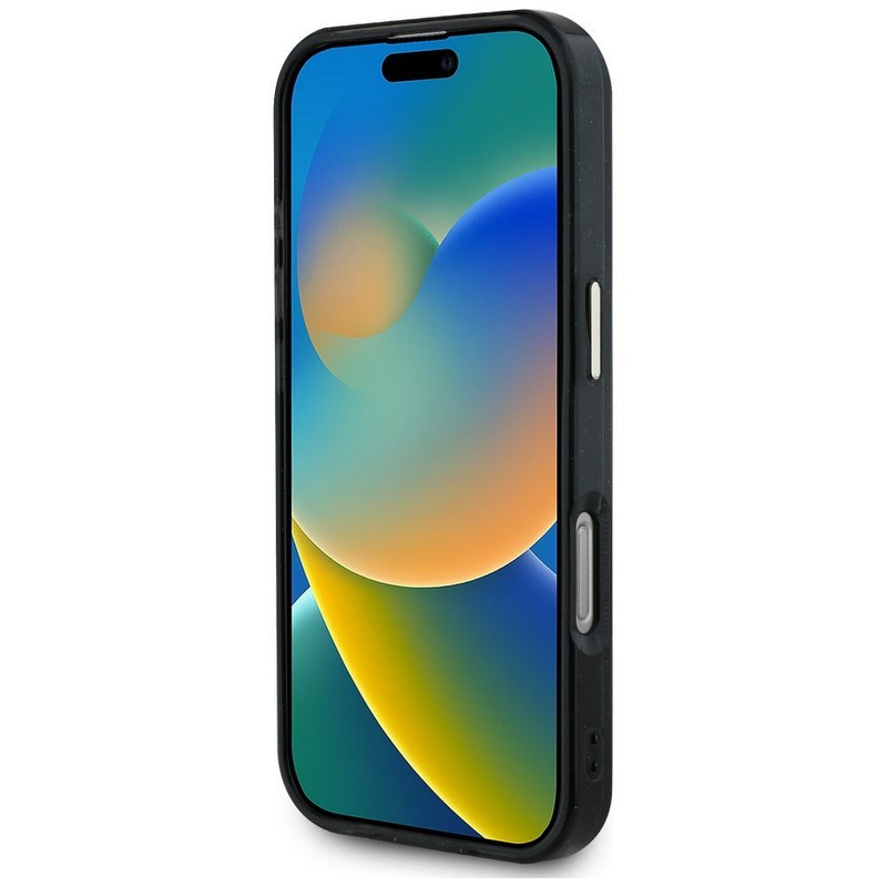 GUESS futerał do IPHONE 16 Pro Max kompatybilny z MagSafe GUHMP16XHG4PRTGK (IML Metal Glitter 4G Circle Triangle) czarny