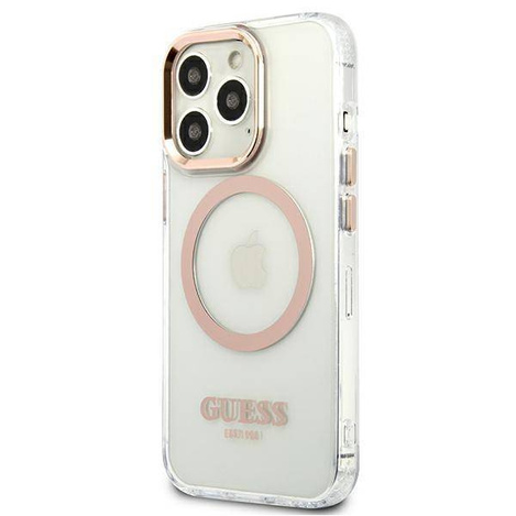 Original Handyhülle IPHONE 13 PRO MAX Guess Hard Case Metal Outline Magsafe gold