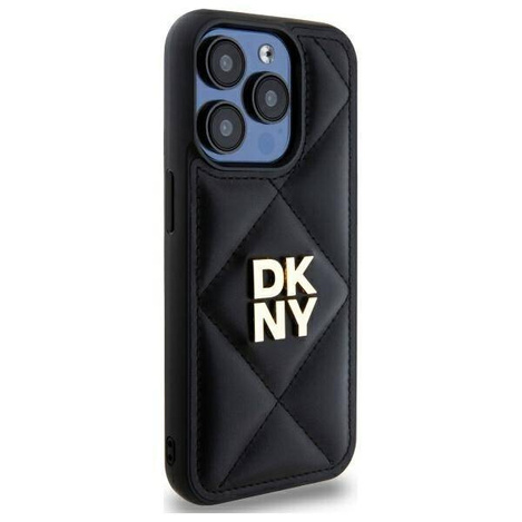 Original Handyhülle IPHONE 15 PRO DKNY Quilted Stack Logo (DKHCP15LPQDSLK) schwarz