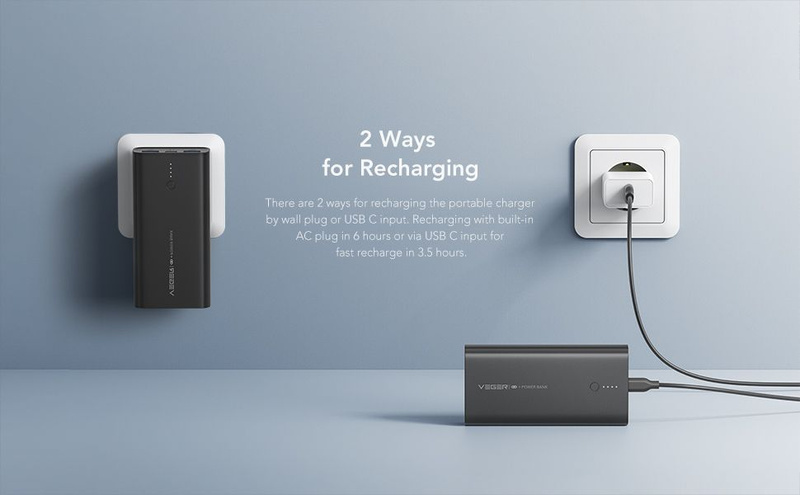 Bateria zewnętrzna (Powerbank) VEGER ACE100 - 10 000mAh Quick Charge PD 20W (W1146)