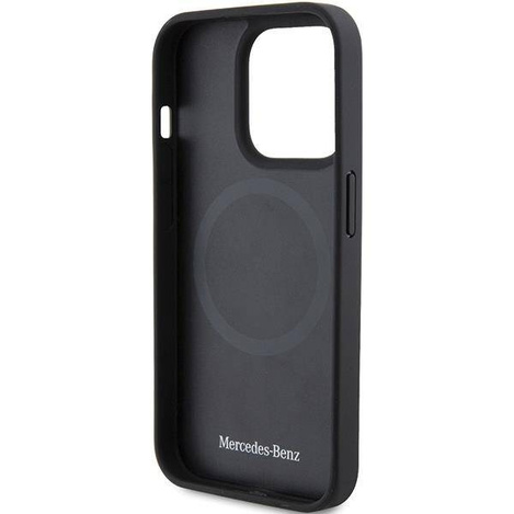 Mercedes Smooth Leather MagSafe Hülle für iPhone 15 Pro – Schwarz