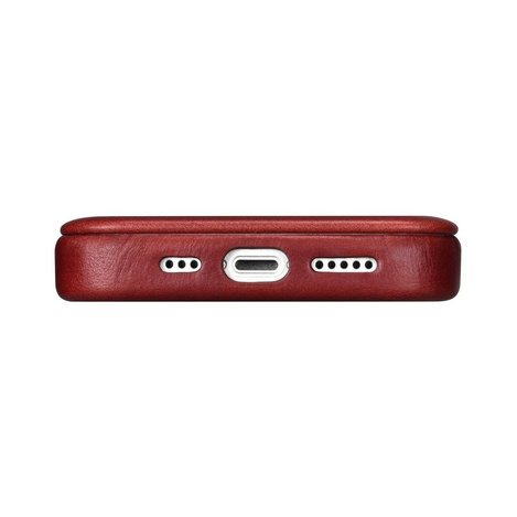 iCarer CE Oil Wax Premium Leather Folio Case Leather Case for iPhone 14 Plus Flip Magnetic MagSafe red (AKI14220707-RD)