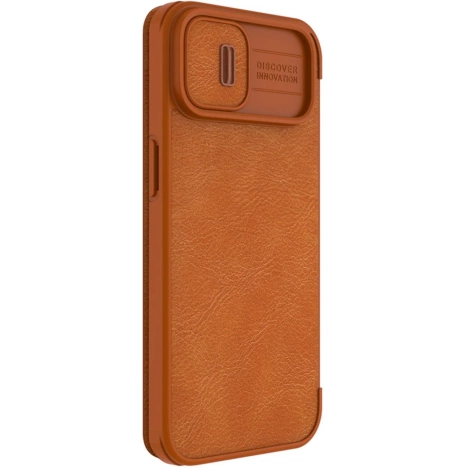 Nillkin Qin Leder Pro Hülle iPhone 14 Plus Kamera Cover Holster Cover Flip Case Braun