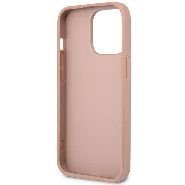 Original Handyhülle IPHONE 14 PRO Guess Hardcase Saffianotriangle Logo (GUHCP14LPSATLP) rosa