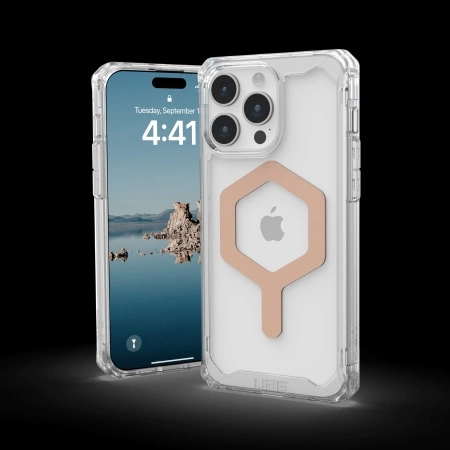 UAG Plyo Magsafe - Schutzhülle für iPhone 15 Pro Max kompatibel mit MagSafe (Eis-Roségold)