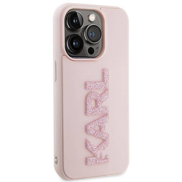 Etui Karl Lagerfeld 3D Rubber Glitter Logo na iPhone 15 Pro Max - różowe