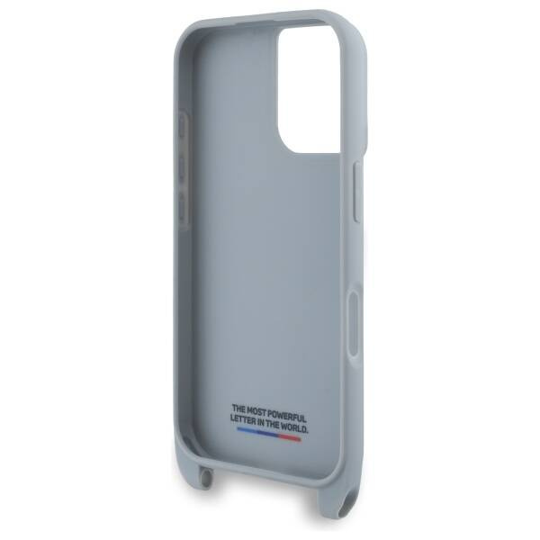 Original Handyhülle IPHONE 16 BMW Hardcase M Edition Carbon Stripe & Strap (BMHCP16S23PSCCG) grau