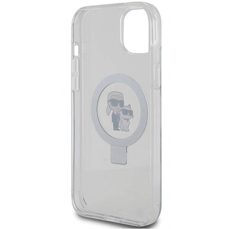 Oryginalne Etui IPHONE 15 PLUS / 14 PLUS Karl Lagerfeld Hardcase Ring Stand Karl&Choupettte MagSafe białe