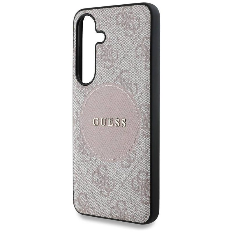 Etui Guess 4G Round Patch Classic Logo MagSafe do Samsung Galaxy S25 różowy