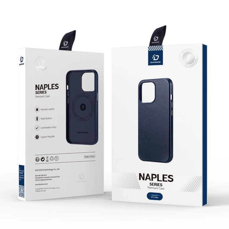 Dux Ducis Naples etui iPhone 14 Plus magnetyczny skórzany pokrowiec MagSafe niebieskie