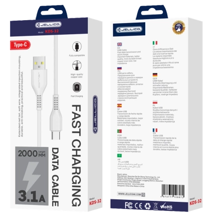 JELLICO Kabel KDS-32 USB-C USB 3.1A 2M weiss