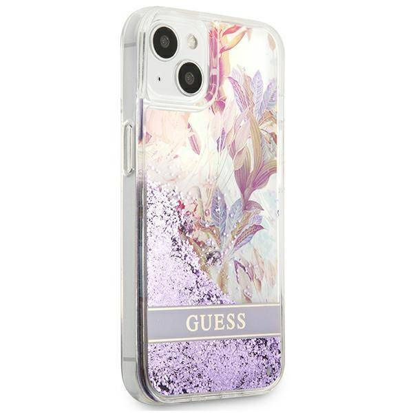 Guess GUHCP13SLFLSU iPhone 13 mini 5,4" fioletowy/purple hardcase Flower Liquid Glitter