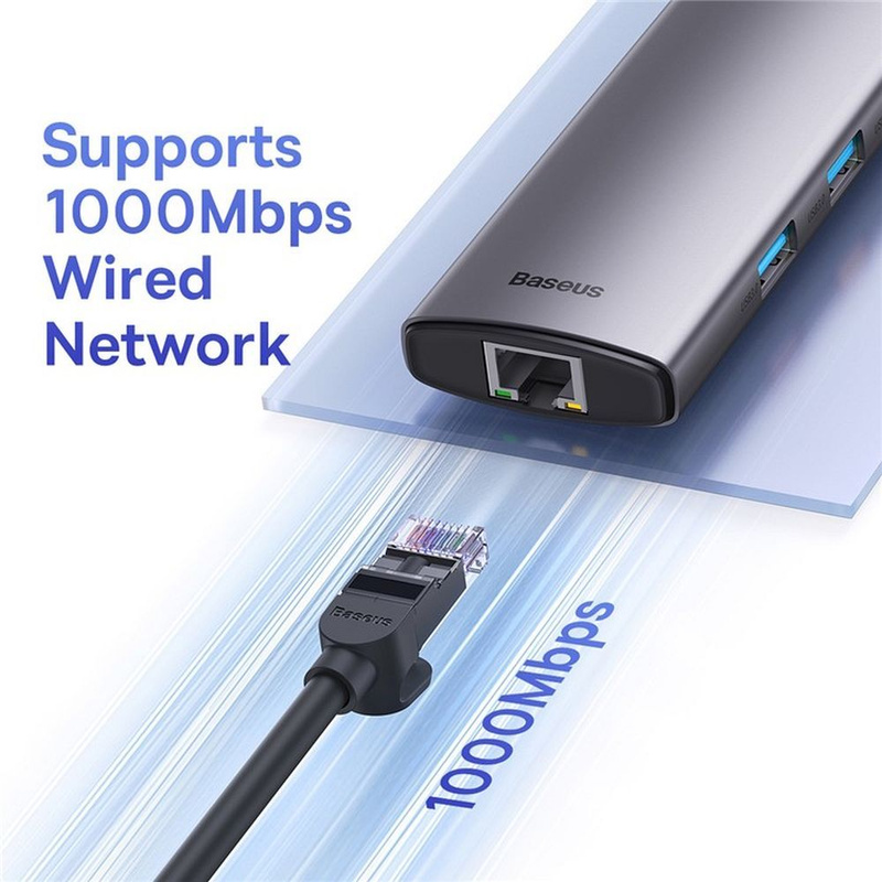 Hub 6w1 Baseus StarJoy Series, USB-C do HDMI + 3 x USB 3.0 + USB-C PD + RJ45 