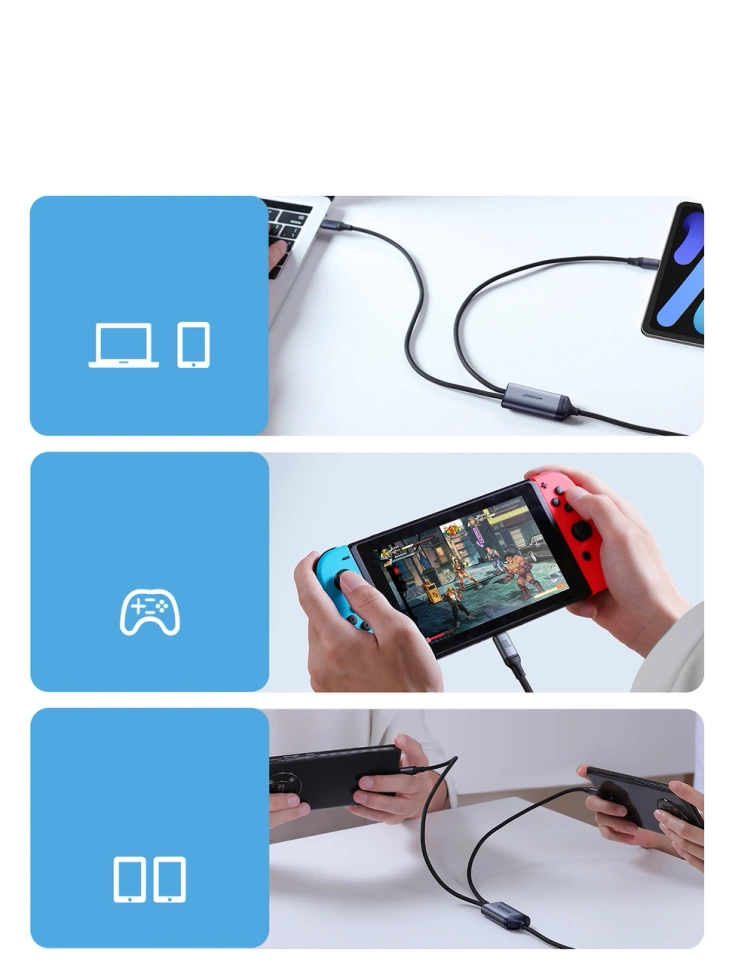 Kabel 2 w 1 Joyroom speedy series SA21-1T2 USB-C - USB-C / USB-C 1.5m czarny