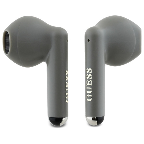 Oryginalne Słuchawki Bluetooth TWS GUESS Printed Classic Logo - GUTWSJ14ESGE + stacja dokująca szarobrązowe