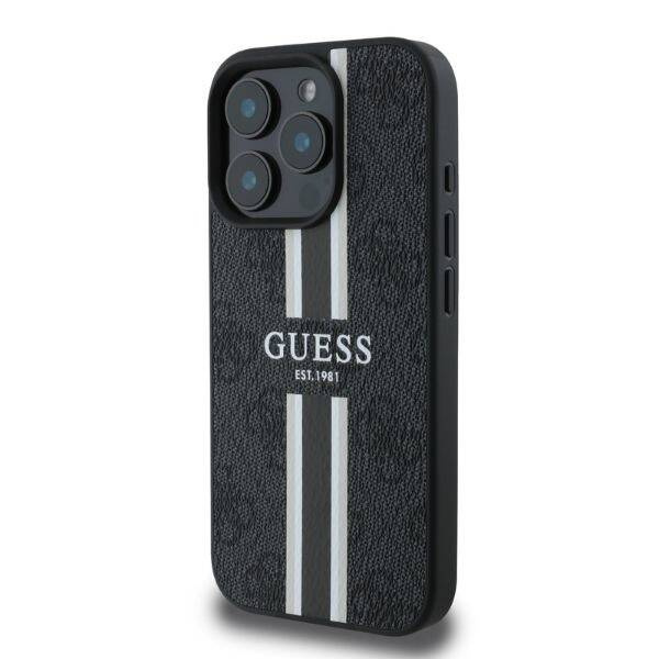 GUESS futerał do IPHONE 16 Pro kompatybilny z MagSafe GUHMP16LP4RPSK (4G Pronted Stripes) czarny