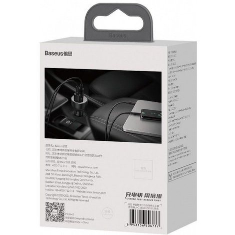 Baseus Superme szybka ładowarka samochodowa USB / USB Typ C 100W PPS Quick Charge Power Delivery czarny (CCZX-01)