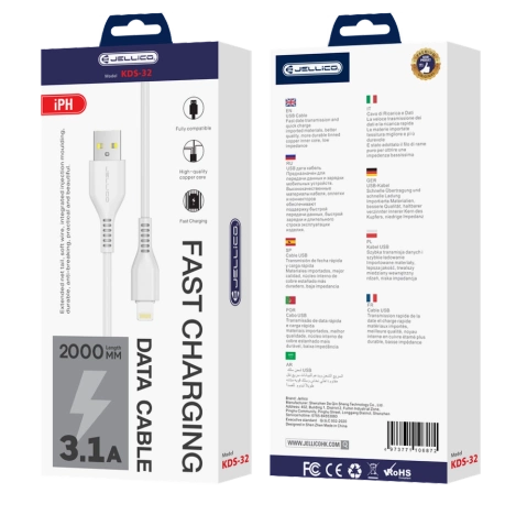 JELLICO kabel KDS-32 Lightning USB 3.1A 2M Biały