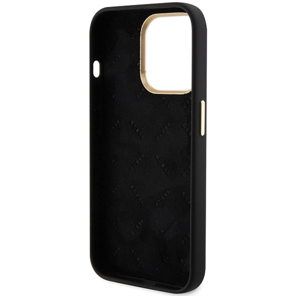 Guess Silicone Script Metal Logo &amp; Frame case for iPhone 15 Pro Max - black