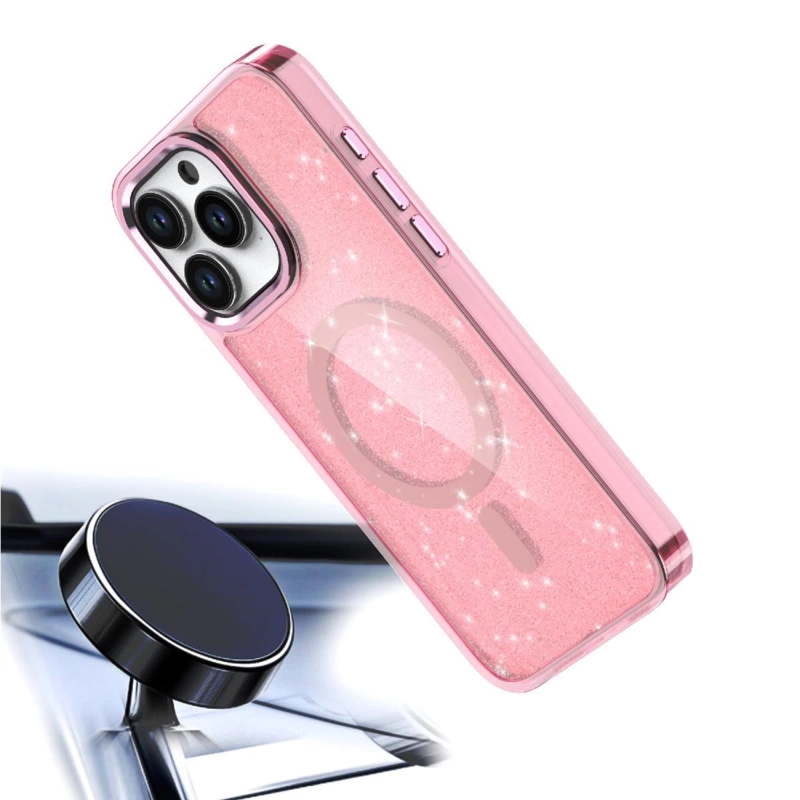 Glitter Case MagSafe für iPhone 16 Pro Max – Rosa mit Glitzer