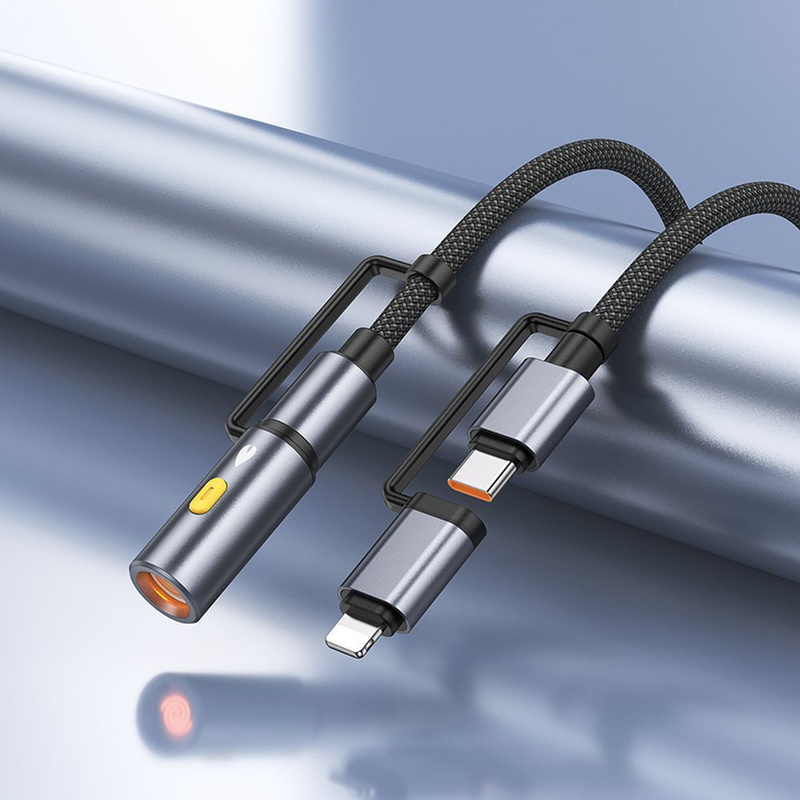 HOCO kabel All-in-one Typ C / Lightning do Typ C / Zapalniczka samochodowa PD 3A 60W U138 1,2 m szary