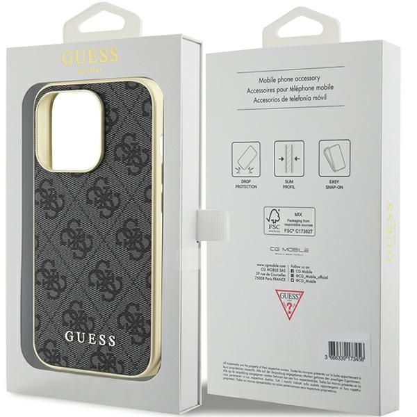 Guess GUHCP15LGF4GGR iPhone 15 Pro 6,1" grau/graues Hardcase 4G Charms Collection