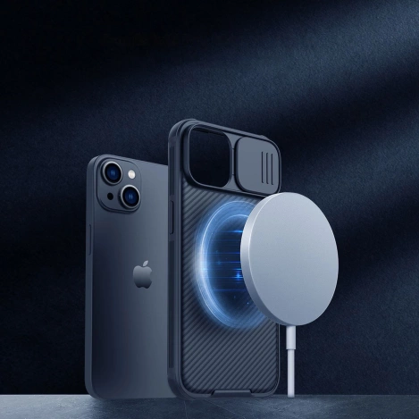 Nillkin CamShield Pro Magnetische Hülle iPhone 14 Plus Cover Kameraschutz Blau (mit MagSafe)