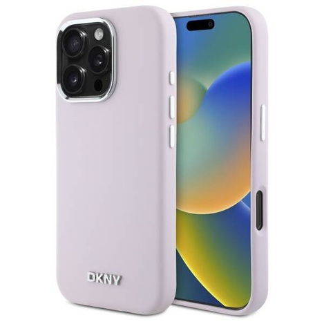 Original Handyhülle IPHONE 16 PRO MAX DKNY Hardcase Liquid Silicone Small Metal Logo MagSafe (DKHMP16XSMCHLP) rosa