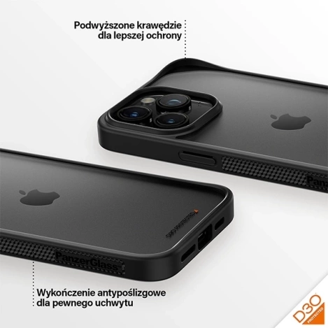 PanzerGlass ClearCase Hülle für iPhone 15 Pro Max mit Militärzertifizierung – Transparent und Schwarz