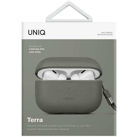 UNIQ etui Terra AirPods Pro 2 gen. Genuine Leather zielony/lichen green