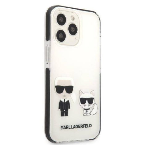Original Handyhülle IPHONE 13 PRO MAX Karl Lagerfeld Hardcase Karl & Choupette weiß