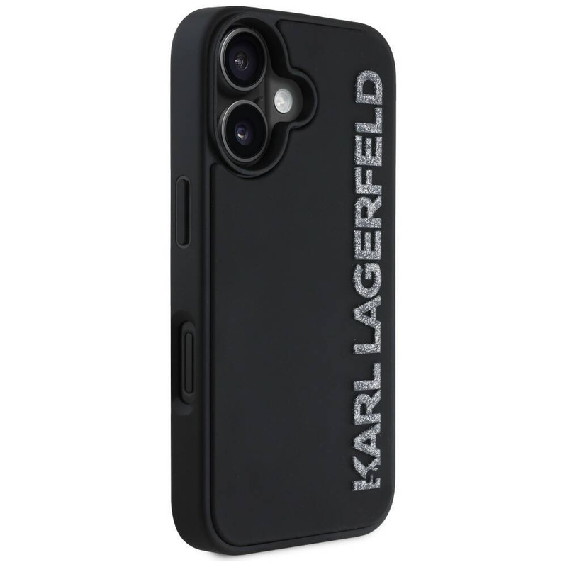 KARL LAGERFELD futerał do IPHONE 16 KLHCP16SRBKGVCK (3D Rubber Elongated Glitter) czarny