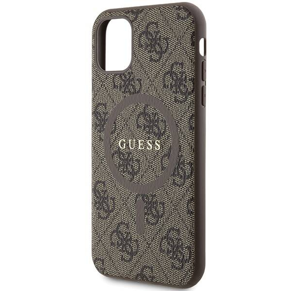 Oryginalne Etui GUESS Hardcase GUHMN61G4GFRW do iPhone 11 (Kompatybilny z Magsafe / 4G Ring classic logo / brązowy)