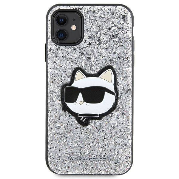 Karl Lagerfeld KLHCN61G2CPS iPhone 11 / Xr 6,1" Silber/Silber Hardcase Glitter Choupette Patch