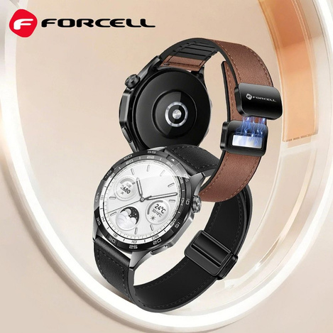 Pasek do Samsung Galaxy Watch Forcell F-Design FS20 magnetyczny skóra ekologiczna 20 mm brązowy