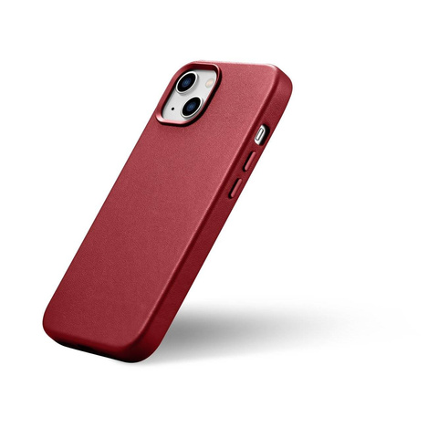 iCarer Case Leather genuine leather case for iPhone 14 Plus rot () (MagSafe compatible)