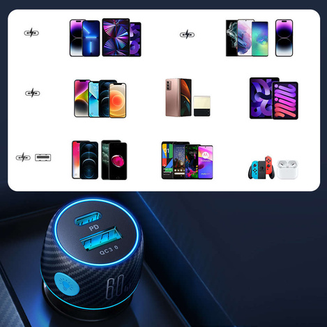 Autoladegerät 60W USB-C USB-A Joyroom JR-CCN01 | Schwarz
