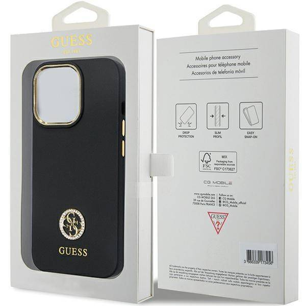 Guess nakładka do iPhone 13 Pro 6,1" GUHCP13LM4DGPK czarna HC Silicone Logo Strass 4G