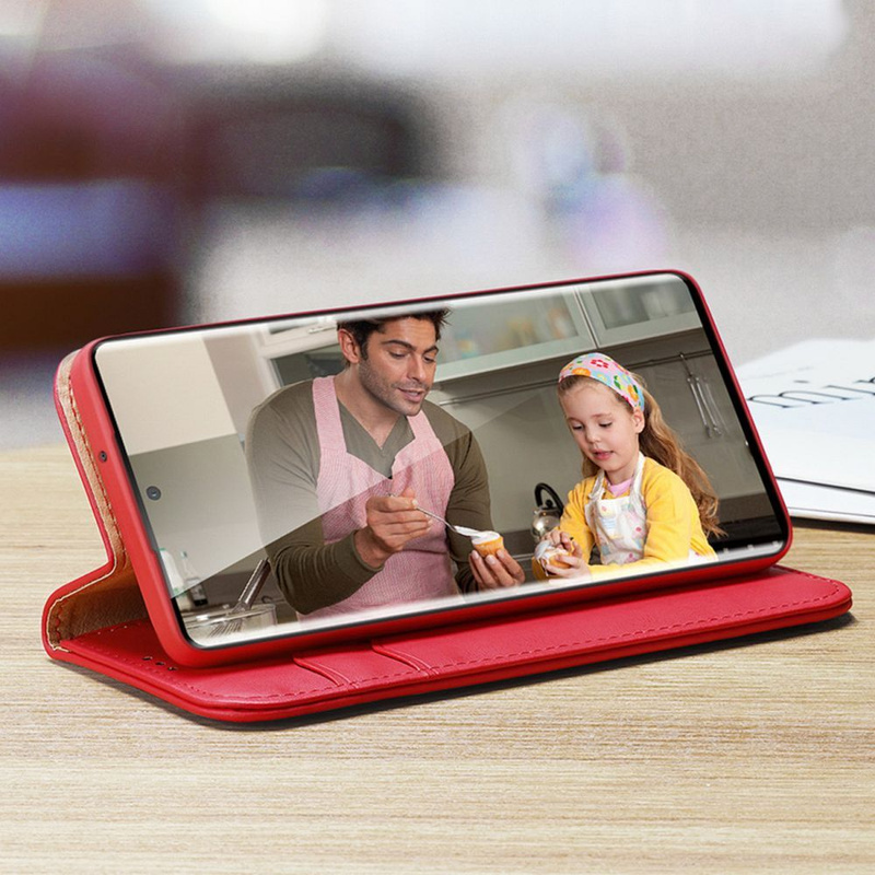 DUX DUCIS Hivo - skórzane etui portfelik do Samsung Galaxy S24 Plus czerwone