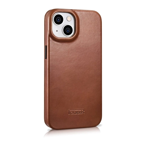 iCarer CE Oil Wax Premium Leather Folio Case iPhone 14 Plus magnetische Klapphülle MagSafe braun (AKI14220707-BN)