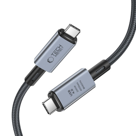 Kabel Tech-Protect UltraBoost Max USB-C 4.0 / USB-C 4.0 PD 240W 8K 40Gbps 1m - szary