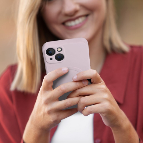 Futerał SILICONE MAG COVER kompatybilny z MagSafe do IPHONE 16 Pro różowy