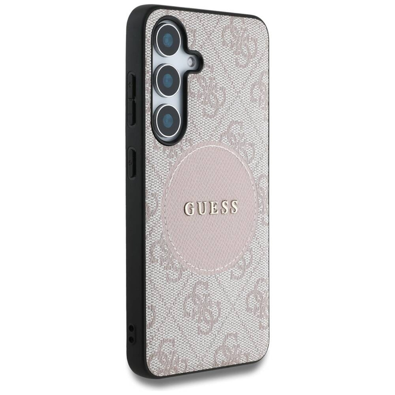 Etui Guess 4G Round Patch Classic Logo MagSafe do Samsung Galaxy S25 różowy
