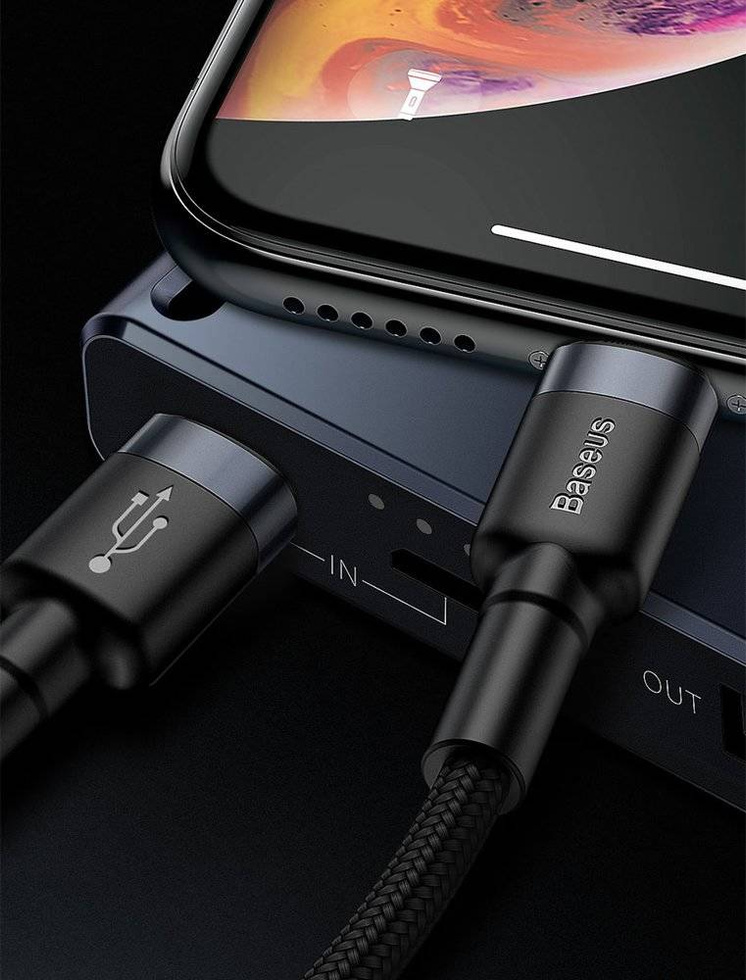Baseus Cafule Cable wytrzymały nylonowy kabel przewód USB Typ C PD / Lightning 18W QC3.0 1m czarny-szary (CATLKLF-G1)