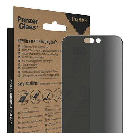Tempered Glass 5D IPHONE 14 PRO MAX PanzerGlass Ultra-Wide Fit Privacy Screen Protection Antibacterial Easy Aligner Included (P2786)
