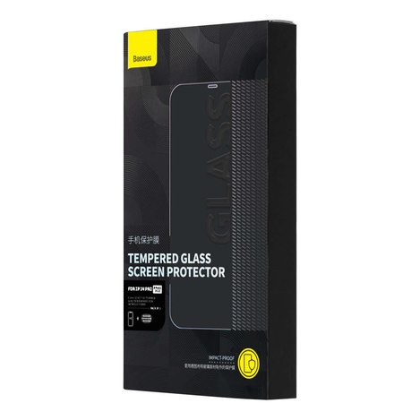 Baseus Vollbild-Hartglas für iPhone 14 Pro mit Lautsprecherabdeckung 0,3 mm + Montagerahmen