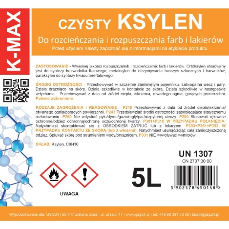 Xylol-Lösungsmittel, organischer Verdünner für Farben und Lacke K-MAX 5L
