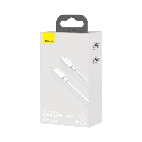 Baseus 2x kabel USB Typ C - Lightning szybkie ładowanie Power Delivery 20 W 1,5 m biały (TZCATLZJ-02)