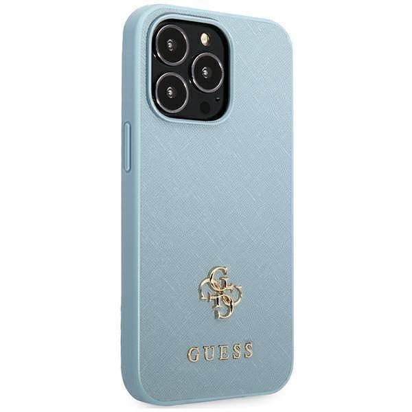 Original Case IPHONE 13 PRO Guess Hardcase Saffiano 4G Small Metal Logo (GUHCP13LPS4MB) blue