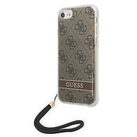 Schutzhülle IPHONE SE 2022 / SE 2020 / 7 / 8 Guess Hardcase 4G Print Strap (GUOHCI8H4STW) braun